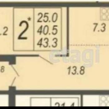 Продается 1-комнатная квартира, 43,3 м²