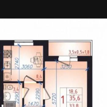 Продается 1-комнатная квартира, 33 м²