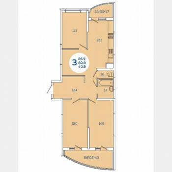 Продается 3-х комнатная квартира, 81,8 м²