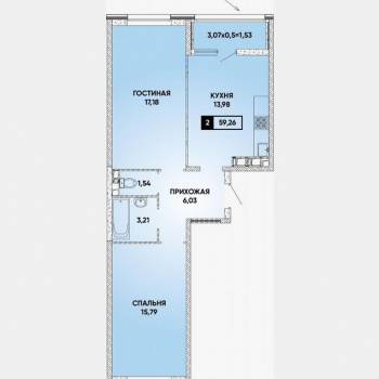 Продается 2-х комнатная квартира, 57,8 м²