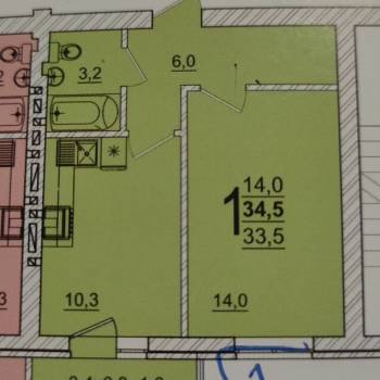 Продается 1-комнатная квартира, 34,5 м²
