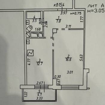 Продается 1-комнатная квартира, 44,7 м²