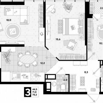 Продается 3-х комнатная квартира, 71,8 м²