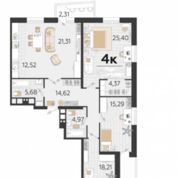 Продается 3-х комнатная квартира, 122 м²