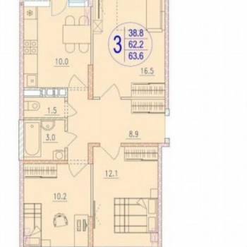 Продается 3-х комнатная квартира, 63,2 м²
