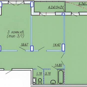 Продается 3-х комнатная квартира, 129 м²