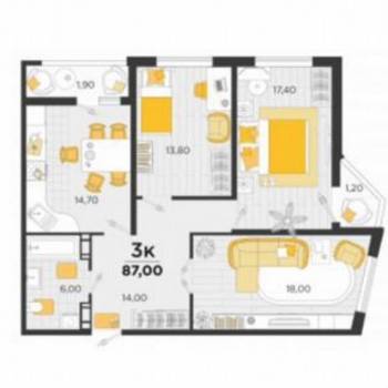 Продается 3-х комнатная квартира, 85 м²