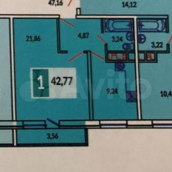 Продается 1-комнатная квартира, 43,2 м²