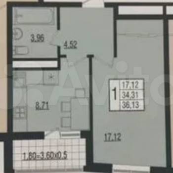 Продается 1-комнатная квартира, 37 м²