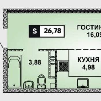 Продается 1-комнатная квартира, 27 м²