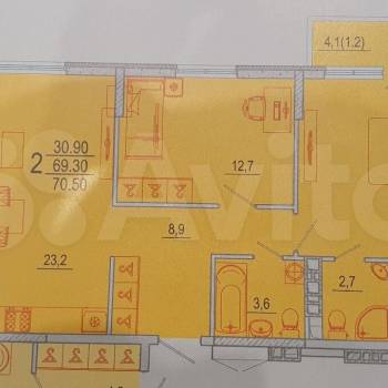 Продается 2-х комнатная квартира, 70 м²