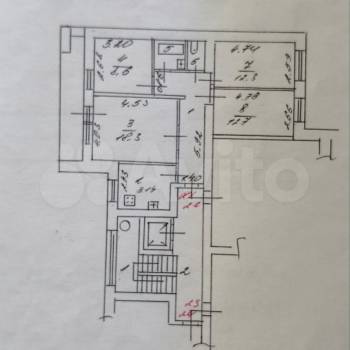 Продается Многокомнатная квартира, 77,6 м²