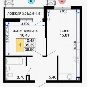 Продается 1-комнатная квартира, 38,8 м²