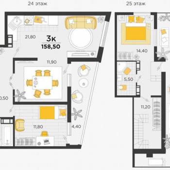 Продается 3-х комнатная квартира, 158 м²