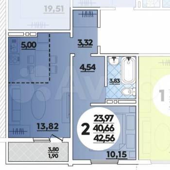 Продается 1-комнатная квартира, 40,5 м²