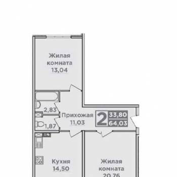 Сдается 2-х комнатная квартира, 64 м²