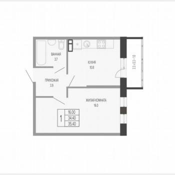 Продается 1-комнатная квартира, 35,4 м²