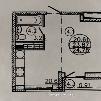 Продается 1-комнатная квартира, 24,5 м²