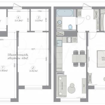 Продается 1-комнатная квартира, 48 м²