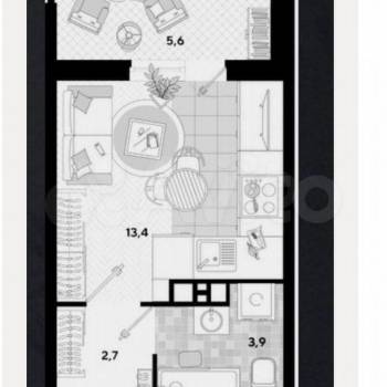 Сдается 1-комнатная квартира, 25,6 м²