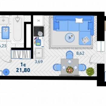 Продается 1-комнатная квартира, 25 м²