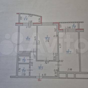 Продается 2-х комнатная квартира, 60,6 м²