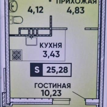 Продается 1-комнатная квартира, 25,3 м²