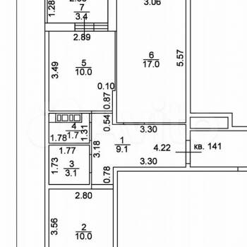 Продается 2-х комнатная квартира, 54,3 м²