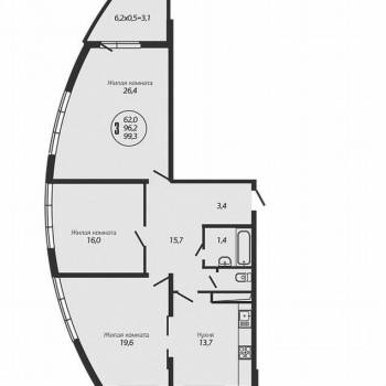 Продается 3-х комнатная квартира, 99,8 м²