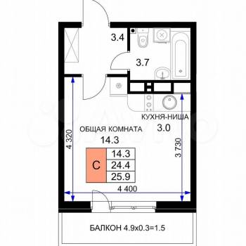 Продается 1-комнатная квартира, 30 м²