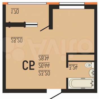 Продается 1-комнатная квартира, 25,3 м²