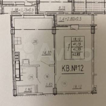 Продается 1-комнатная квартира, 43 м²