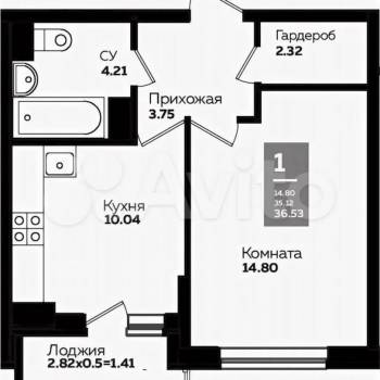 Продается 1-комнатная квартира, 34 м²
