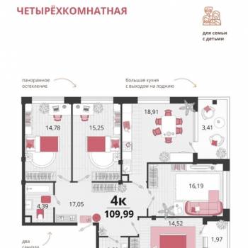 Продается Многокомнатная квартира, 108 м²