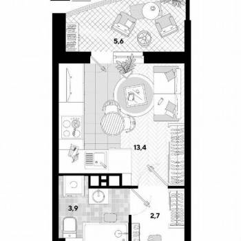 Продается 1-комнатная квартира, 26,5 м²
