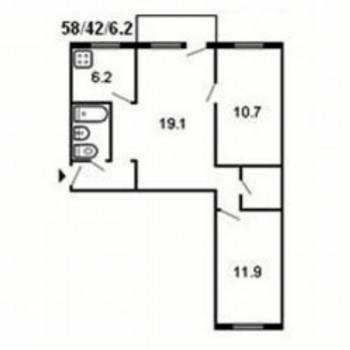 Продается 3-х комнатная квартира, 60 м²