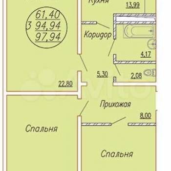 Продается 3-х комнатная квартира, 94,7 м²