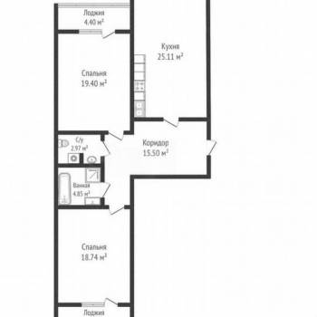 Продается 2-х комнатная квартира, 87 м²