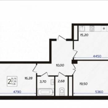 Продается 2-х комнатная квартира, 66 м²