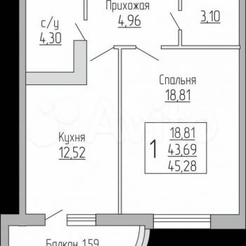 Продается 1-комнатная квартира, 46 м²