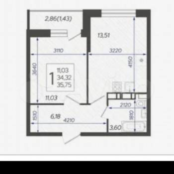 Продается 1-комнатная квартира, 36 м²