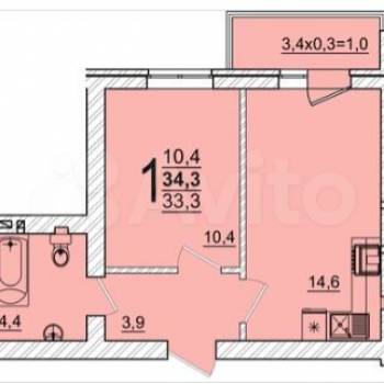 Продается 1-комнатная квартира, 36,4 м²
