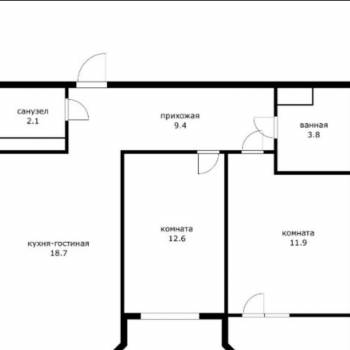 Продается 2-х комнатная квартира, 60 м²