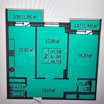 Продается 2-х комнатная квартира, 67 м²