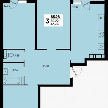 Продается 3-х комнатная квартира, 86 м²