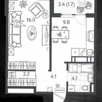 Продается 1-комнатная квартира, 35 м²