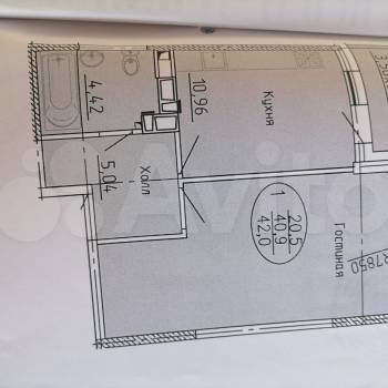 Продается 1-комнатная квартира, 43 м²