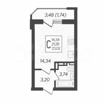 Продается 1-комнатная квартира, 23 м²
