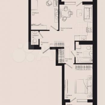 Продается 2-х комнатная квартира, 58,8 м²