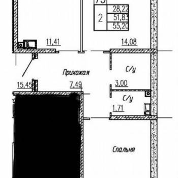 Сдается 2-х комнатная квартира, 52 м²